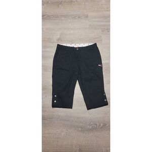 VTG Puma Women's Black Golf Capri Pants With Pink Puma Size Large‎